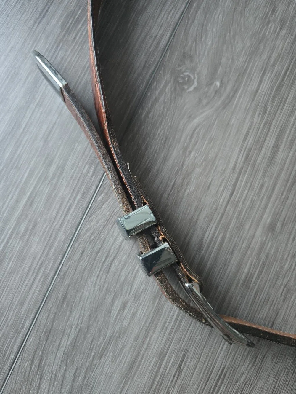 Martin Dingman Alligator Grain Calf Leather Belt Brown Silver Buckle Size 40 USA